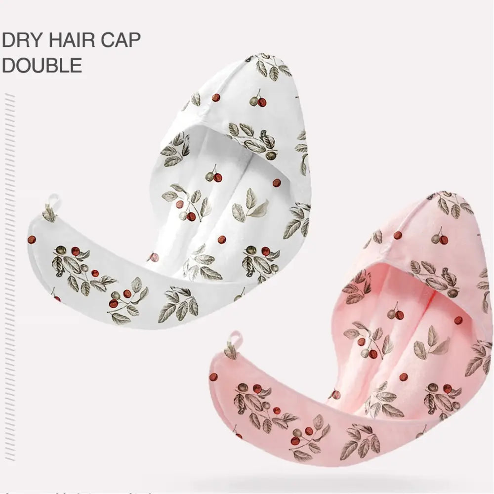 超吸水 速乾 ヘアドライキャップ レディース 新作 秋冬 可愛い ヘアタオル バスキャップ 厚手 ヘアキャップ 髪の保護 ID2051 ホワイト + ピンク インテリア雑貨>ファッション雑貨