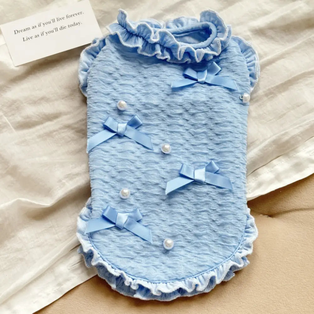 超お得！犬服 タンクトップ フリル お散歩楽々 二色 袖なし