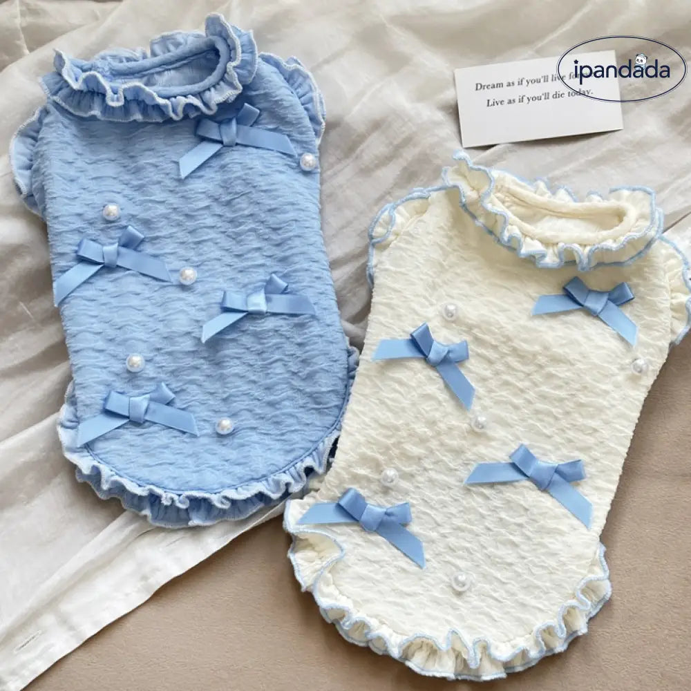 犬服 タンクトップ フリル お散歩楽々 二色 袖なし 可愛い 女の子 トイプードル チワワ マルチーズ 洋服 リボン お旅行 お出掛け ペット用品＞ウェア