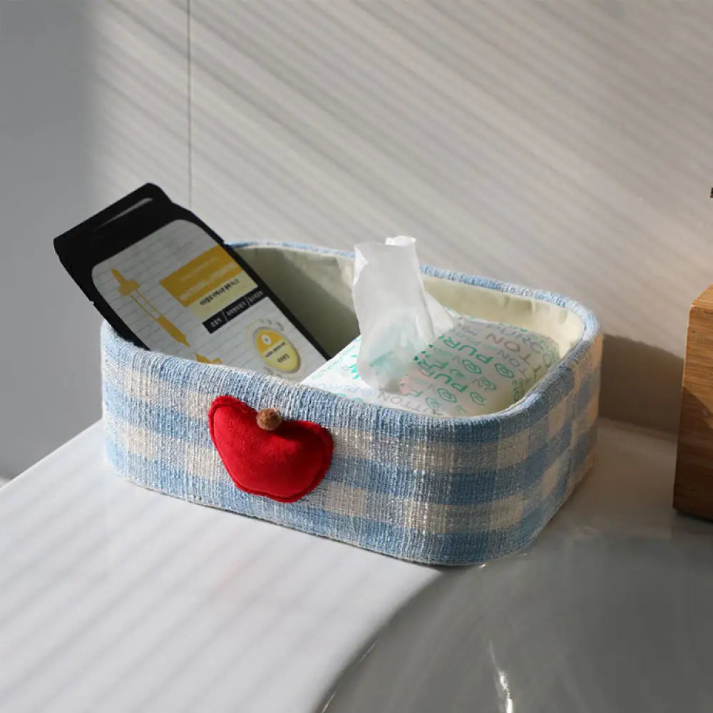 ID1162 チェック柄 リンゴ 2タイプ 収納ボックス 収納ケース カラーボックス おしゃれ 収納 デスクトップストレージ プレゼント ギフト ライトブルー① グッズ＞その他