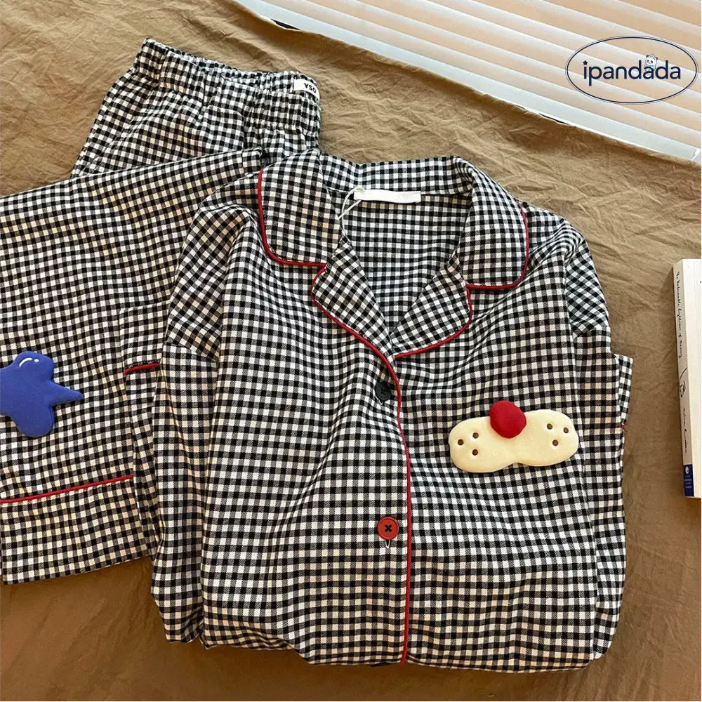 チェック パジャマ セット 春秋 新作 上下セット 長袖 長ズボン ルームウェア 部屋着 おしゃれ 2点セット ID4050 レディース＞セットアップ