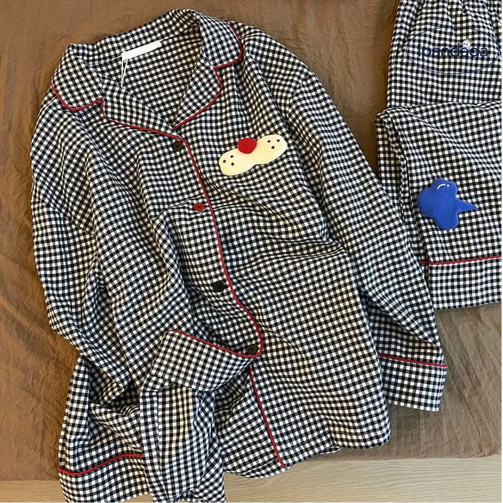 チェック パジャマ セット 春秋 新作 上下セット 長袖 長ズボン ルームウェア 部屋着 おしゃれ 2点セット ID4050 レディース＞セットアップ