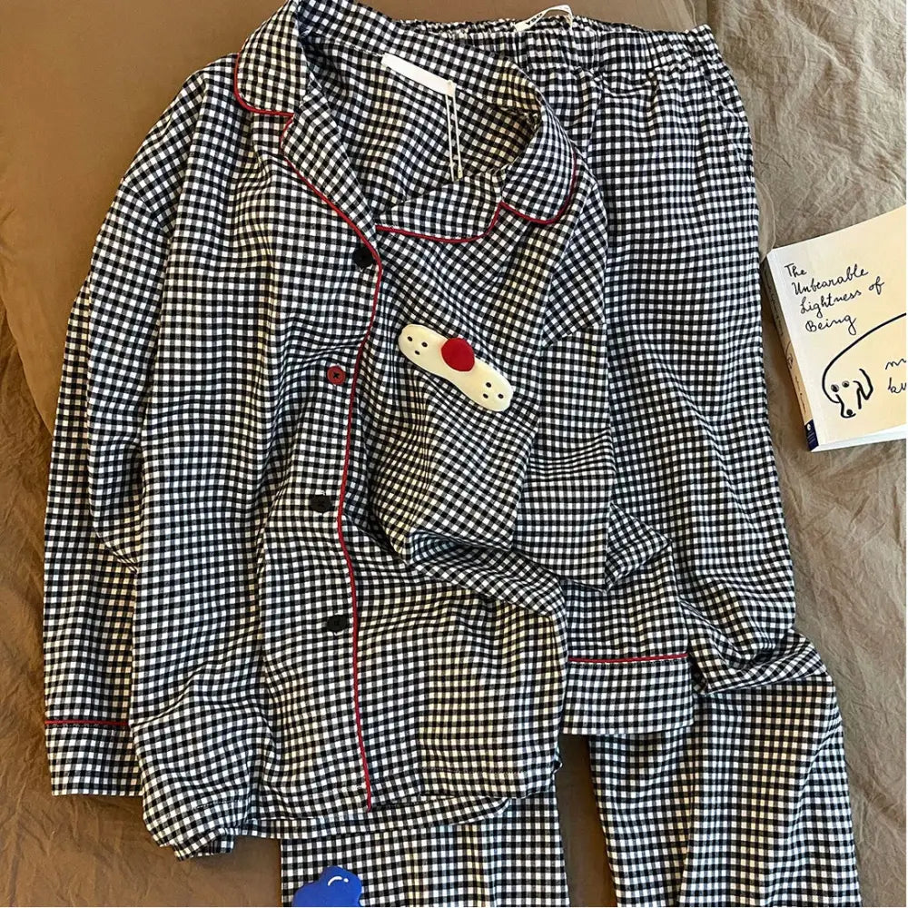 チェック パジャマ セット 春秋 新作 上下セット 長袖 長ズボン ルームウェア 部屋着 おしゃれ 2点セット ID4050 写真通り / S レディース＞セットアップ