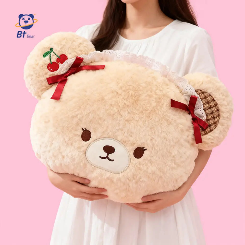 チェリーベア 抱き枕 ぬいぐるみ 可愛い クッション お昼寝枕 ギフト 子供用 かわいい ID3357 ベージュ / 50cm