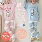 【衝撃プライス】パジャマ ふわふわ ドラえもん インスタ 人気 レディース 秋冬 フリース フリース裏起毛 厚手 猫 セットアップ 暖かい 柔らかい 保温 快適 おしゃれ ルームウェア 自宅用 リラックス 着心地 ナチュラル ゆったり