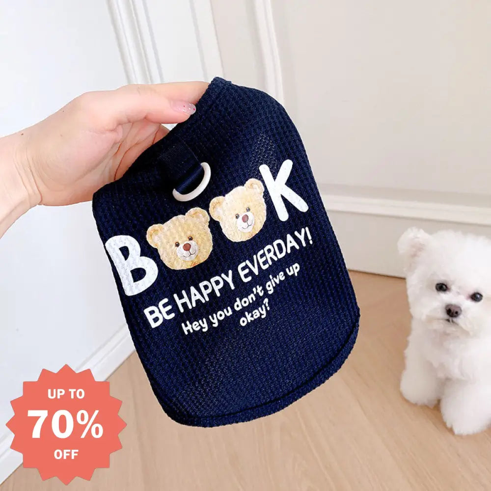 ID570 春 ペット チョッキ 子犬 猫用 おしゃれ 柔らかい 快適 ゴム入り ビションフリーゼ トイプードル シュナウザー 小型犬服 ネイビー / S ペット用品＞ウェア