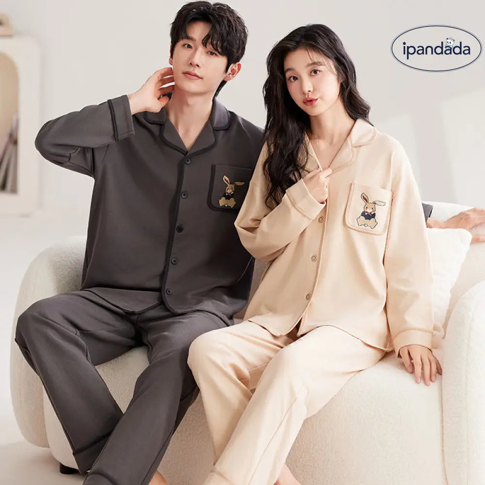 春秋 カップル パジャマ 長袖 女性 男性 可愛い ホームウェア 秋冬 男性セット ID4084