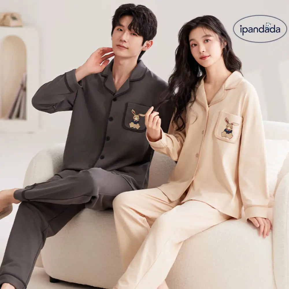 春秋 カップル パジャマ 長袖 女性 男性 可愛い ホームウェア 秋冬 男性セット ID4084