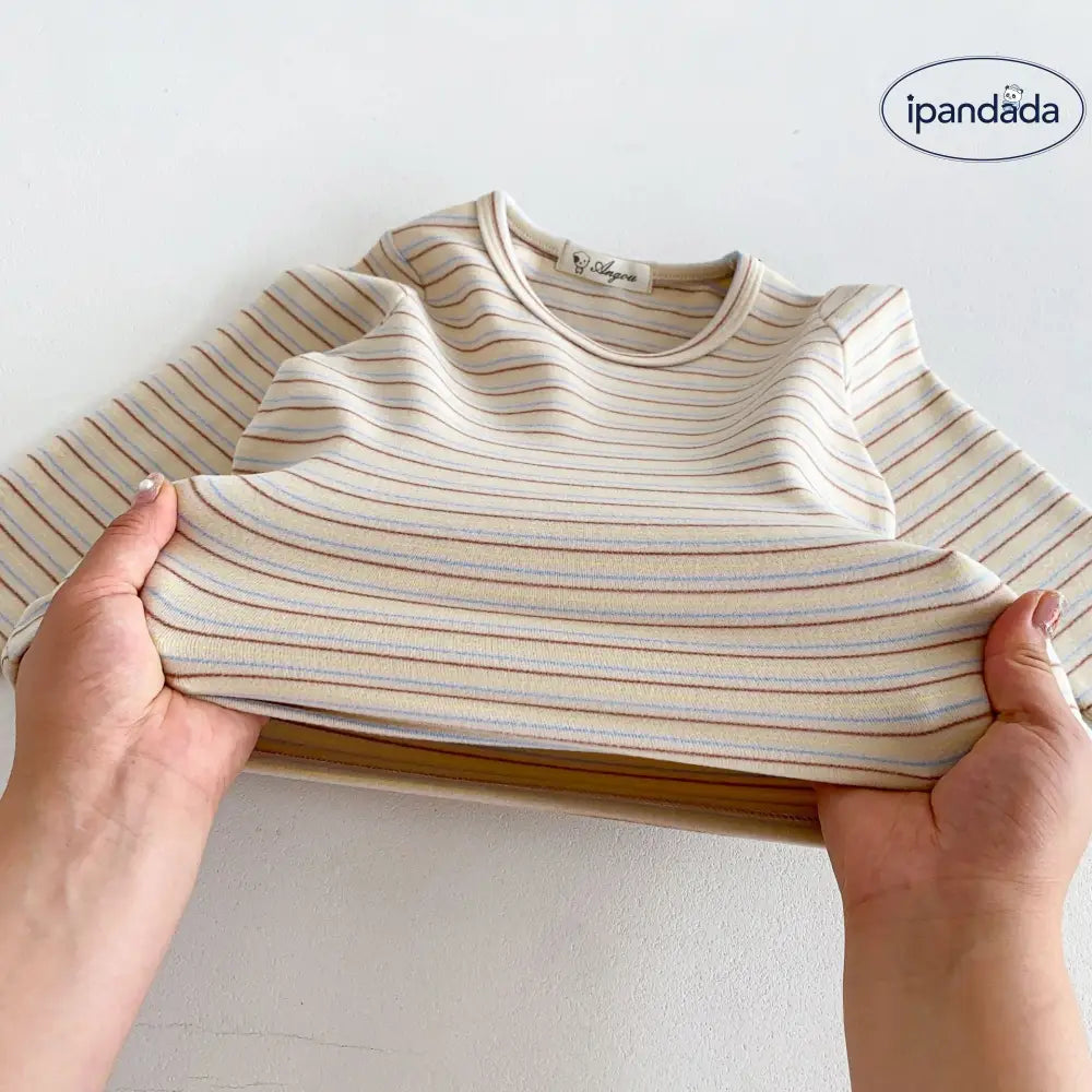 春 秋 綿 カラフル ストライプ 子供 ルームウェア セット キッズ ベビー 長袖 パジャマ 肌着 2点セット 肌に優しい ID4033