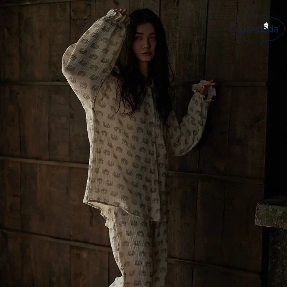 春秋 パジャマ 女性用 綿 パジャマ 長袖セット カートゥーン 可愛い ホームウェア ID4119