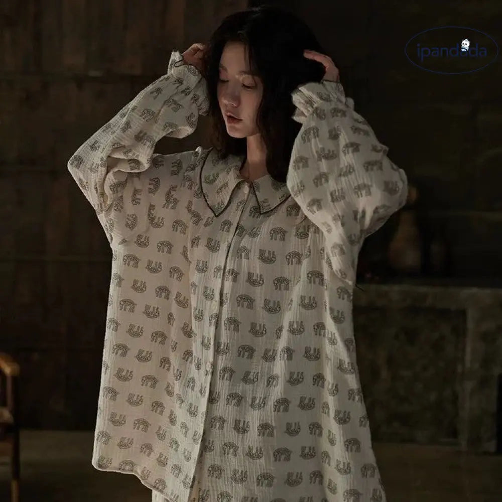 春秋 パジャマ 女性用 綿 パジャマ 長袖セット カートゥーン 可愛い ホームウェア ID4119