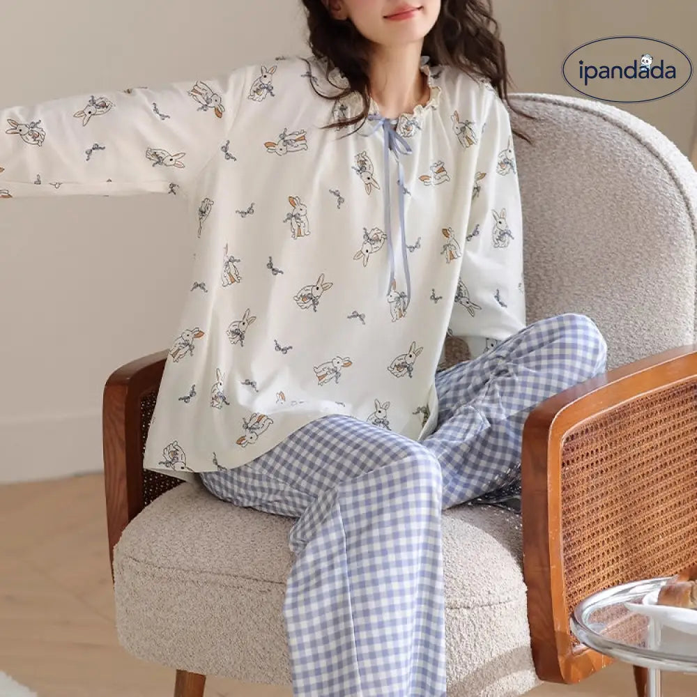 春秋用 純綿 パジャマ レディース 新作 かわいい プリンセス風 長袖 カートゥーン柄 ルームウェア セットアップ 外出可 ID2405