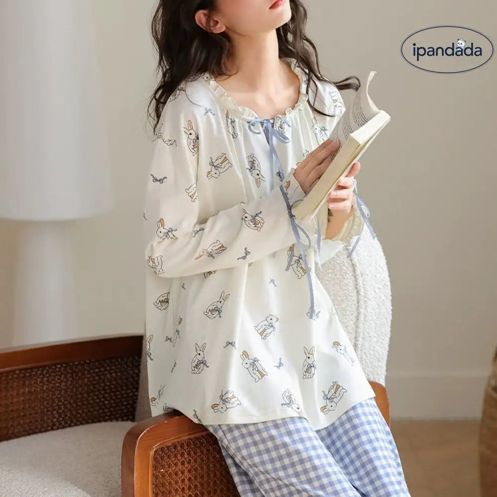 春秋用 純綿 パジャマ レディース 新作 かわいい プリンセス風 長袖 カートゥーン柄 ルームウェア セットアップ 外出可 ID2405