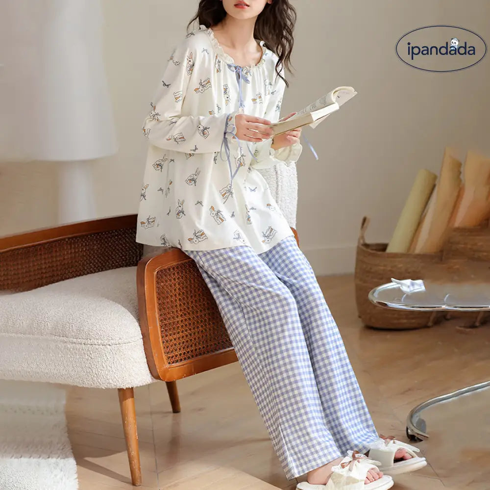 春秋用 純綿 パジャマ レディース 新作 かわいい プリンセス風 長袖 カートゥーン柄 ルームウェア セットアップ 外出可 ID2405