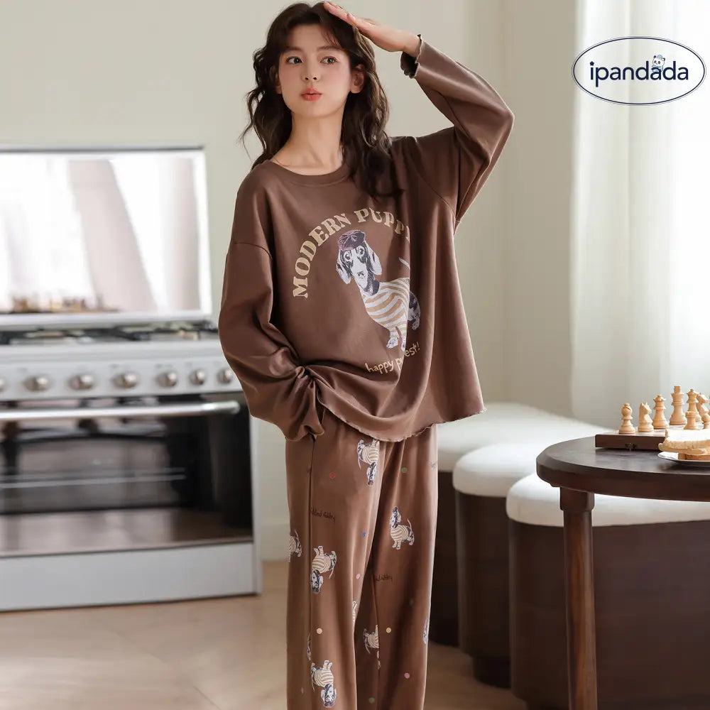 春秋用 純綿 パジャマ レディース 新作 かわいい プリンセス風 長袖 カートゥーン柄 ルームウェア セットアップ 外出可 ID2405