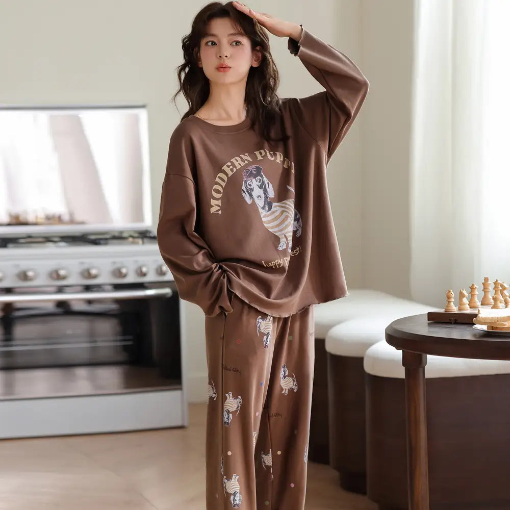 春秋用 純綿 パジャマ レディース 新作 かわいい プリンセス風 長袖 カートゥーン柄 ルームウェア セットアップ 外出可 ID2405 タイプ⑥ / M レディース＞セットアップ