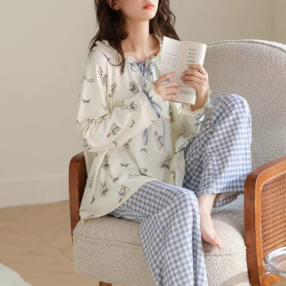 春秋用 純綿 パジャマ レディース 新作 かわいい プリンセス風 長袖 カートゥーン柄 ルームウェア セットアップ 外出可 ID2405 タイプ① / M レディース＞セットアップ