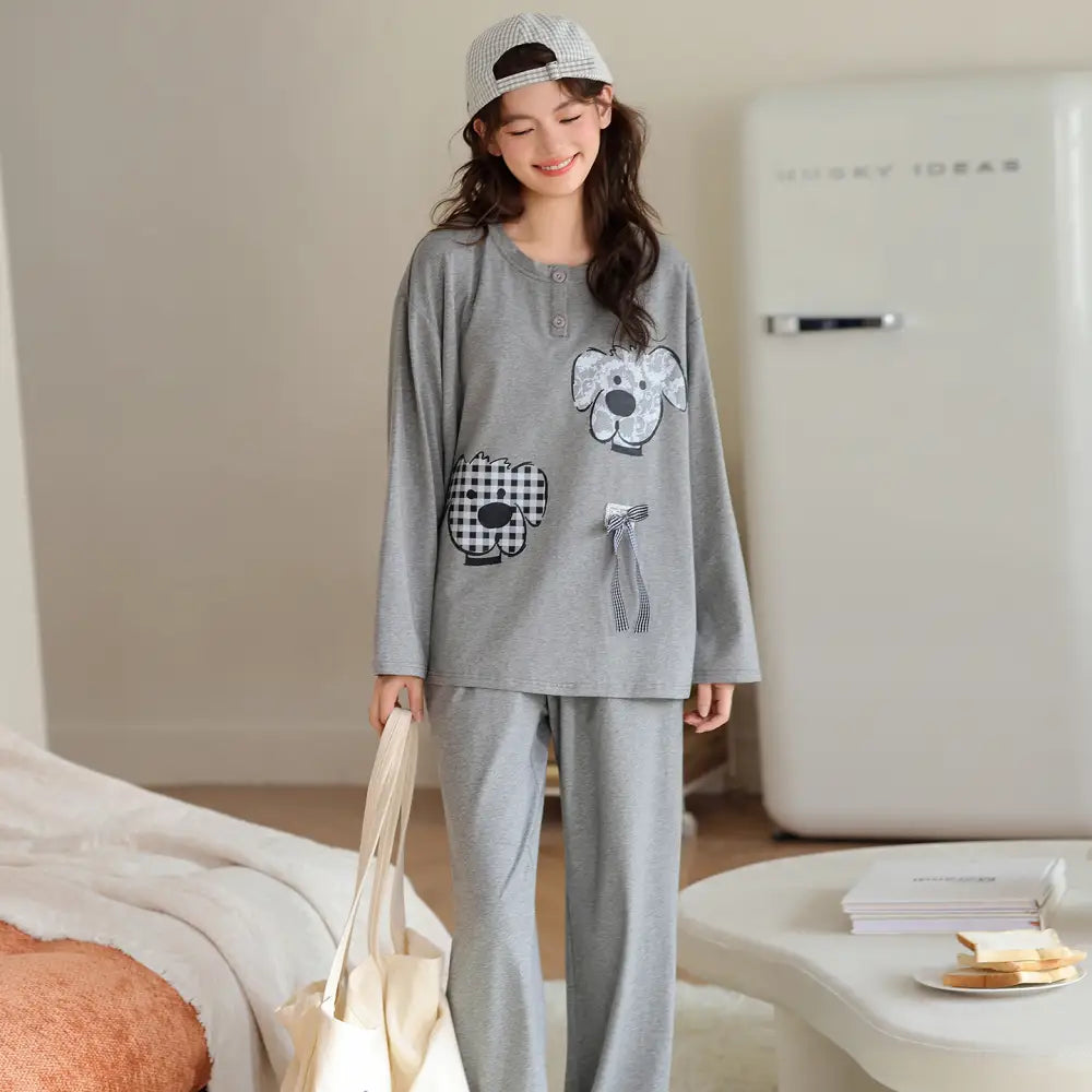 春秋用 純綿 パジャマ レディース 新作 かわいい プリンセス風 長袖 カートゥーン柄 ルームウェア セットアップ 外出可 ID2405 タイプ② / M レディース＞セットアップ