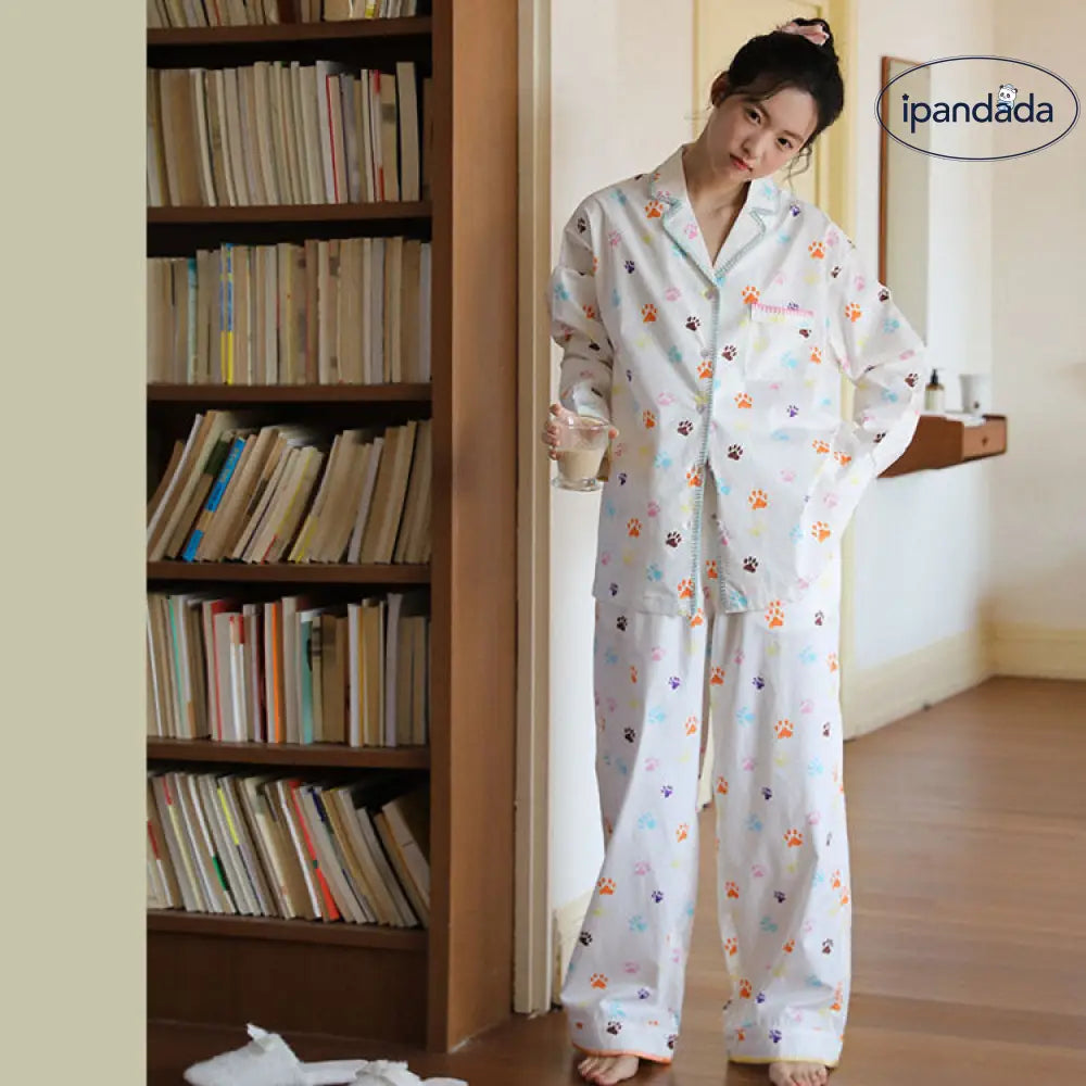 春 レディース ルームウェア セット 女性用 可愛い 小犬 花柄 フレンチスタイル カジュアル パジャマ おしゃれ 着心地 肌触り 部屋着 ID4621 レディース＞セットアップ