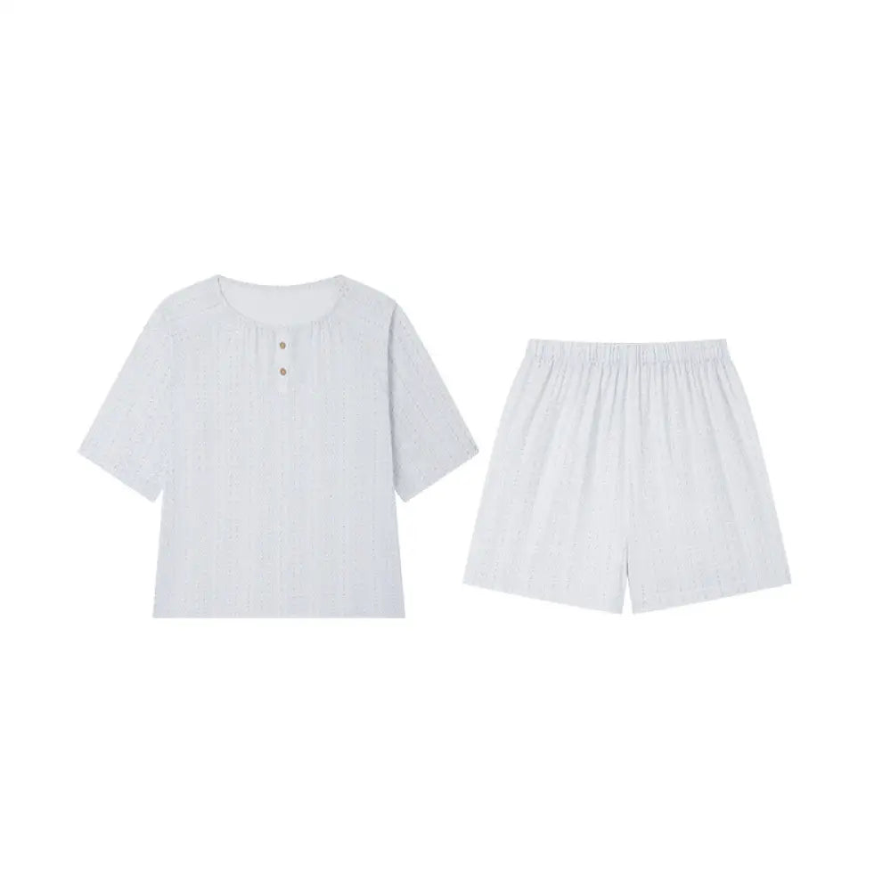 ID1151 春夏季 コットン100% 女性用 新作 ボタン付き ルーズフィット 半袖 ショートパンツ セット カジュアル 肌触り良い プリント 外出用 パジャマ シンプルデザイン リラックス 涼感 吸汗速乾 タイプ④ / M