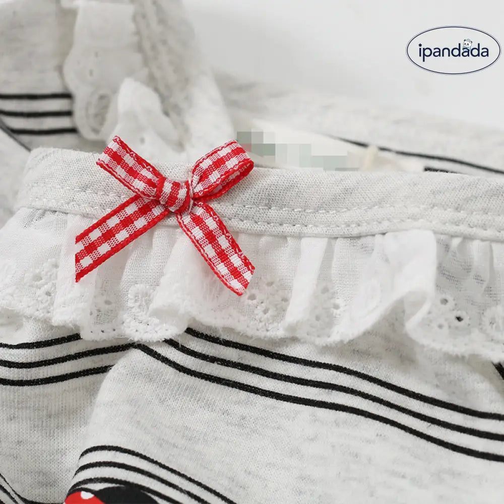 春夏 新作 パジャマ セット かわいい カートゥーン ストライプ レース 半袖 ロングパンツ ルームウェア ID4704