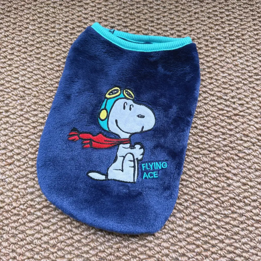 刺繍 秋用 冬用 保温 ペット用 犬 猫 フリース テディベア ビション・フリーゼ 子犬用 かわいくて 快適 ID3558 ブルー / XS