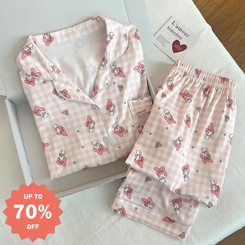 メロディ パジャマ レディース 綿100%  春 秋 長袖 セットアップ 夏 カジュアル チェック ルームウェア ホームウェア かわいい 快適 ゆったり 吸汗 通気性 おしゃれ 女性用 寝具 ピンク ソフト 着心地 休日 リラックス プレーン シンプル デザイン ID1997