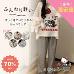 毎年大人気 パジャマ レディース 春秋 ゆったり ラウンドネック 可愛い キティ猫 ルームウェア シンプル カジュアル 長袖 長パンツ 2点セット ID2262 レディース＞セットアップ