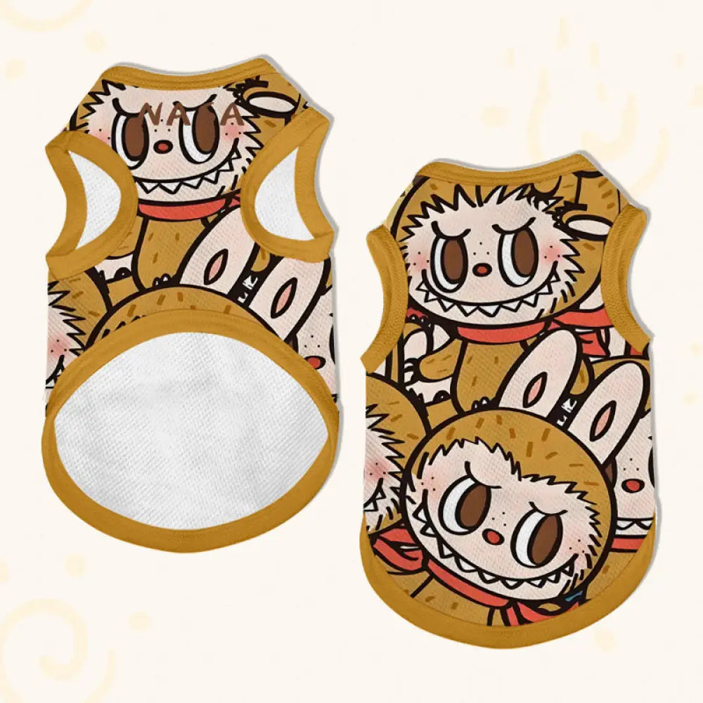 ID1003 labubu × NASA コラボ ペットウェア かわいい 犬 猫用 ベスト ゴールデンレトリバー トイプードル ポメラニアン 夏用 メッシュ 通気性 快適 柔らかい インスタ映え 人気款 タイプ② / XS