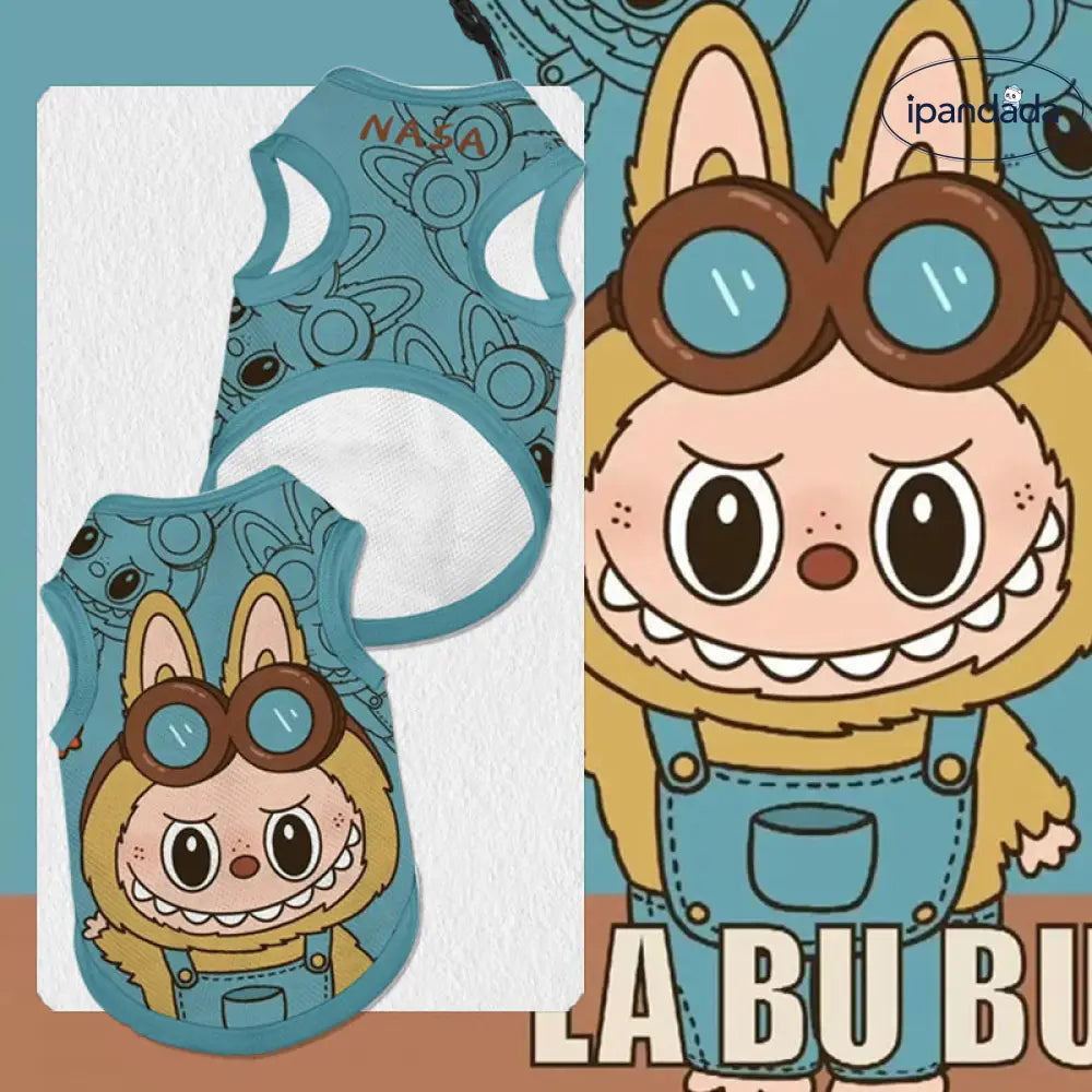 ID1003 labubu × NASA コラボ ペットウェア かわいい 犬 猫用 ベスト ゴールデンレトリバー トイプードル ポメラニアン 夏用 メッシュ 通気性 快適 柔らかい インスタ映え 人気款 ペット用品＞ウェア