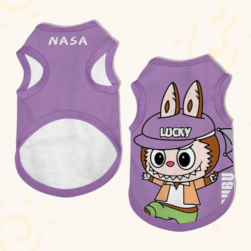 ID1003 labubu × NASA コラボ ペットウェア かわいい 犬 猫用 ベスト ゴールデンレトリバー トイプードル ポメラニアン 夏用 メッシュ 通気性 快適 柔らかい インスタ映え 人気款 タイプ⑤ / XS