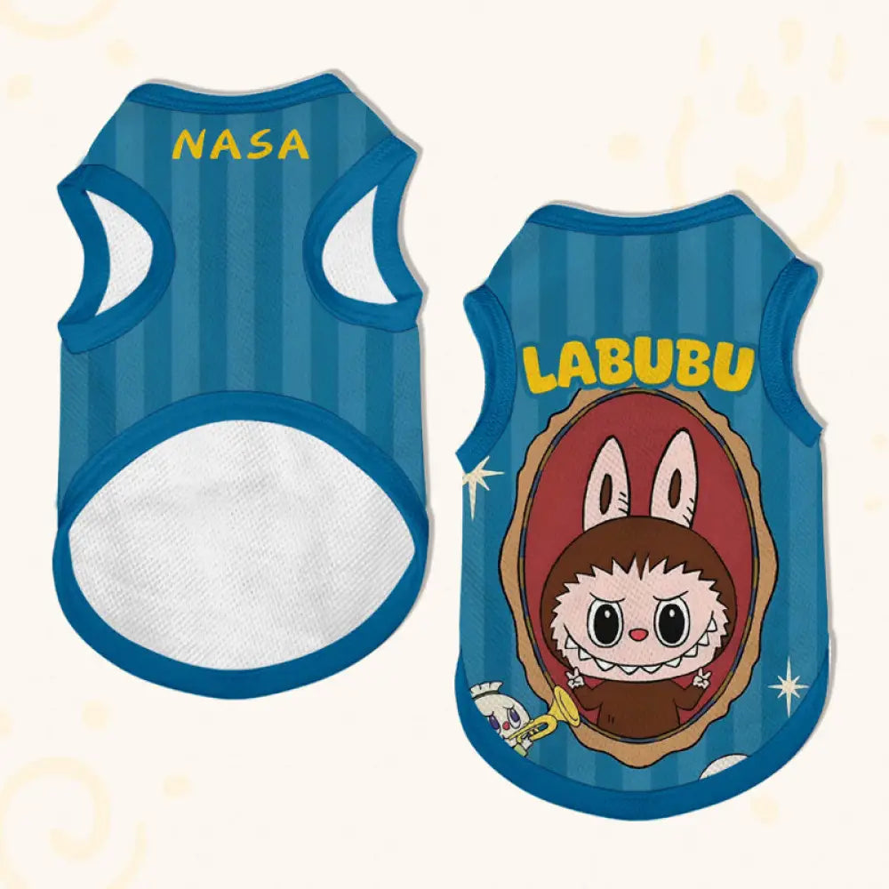 ID1003 labubu × NASA コラボ ペットウェア かわいい 犬 猫用 ベスト ゴールデンレトリバー トイプードル ポメラニアン 夏用 メッシュ 通気性 快適 柔らかい インスタ映え 人気款 タイプ⑥ / XS