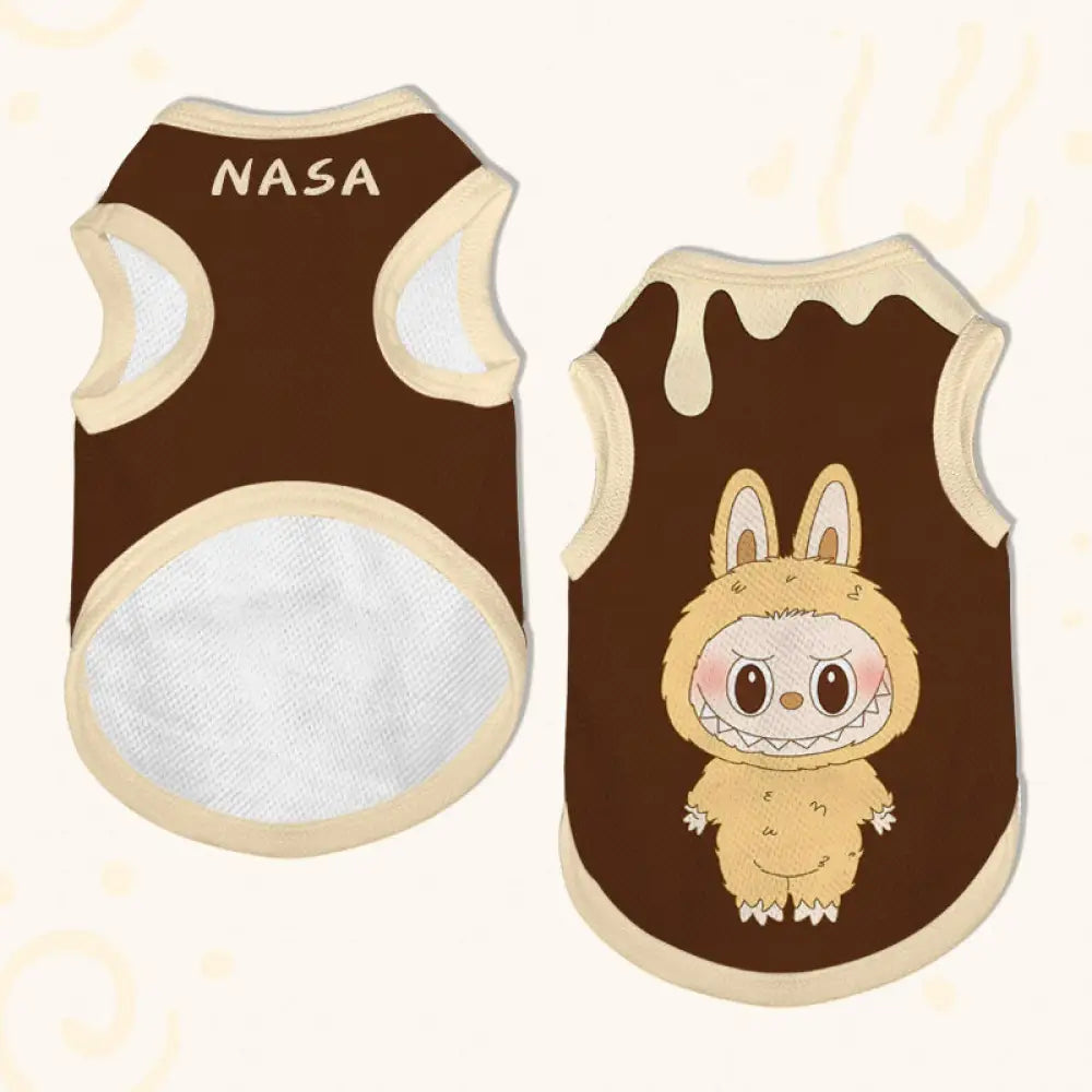 ID1003 labubu × NASA コラボ ペットウェア かわいい 犬 猫用 ベスト ゴールデンレトリバー トイプードル ポメラニアン 夏用 メッシュ 通気性 快適 柔らかい インスタ映え 人気款 タイプ⑧ / XS