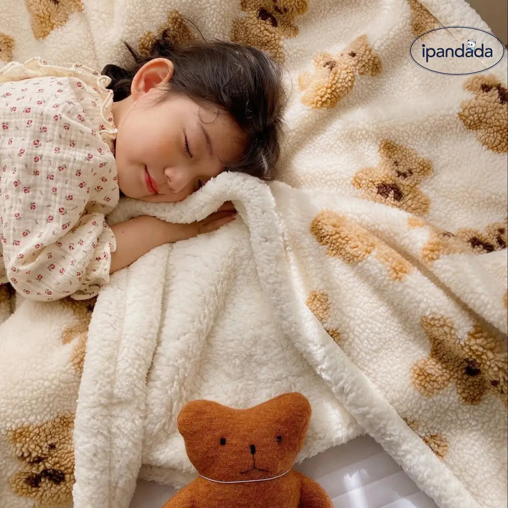 ダブルレイヤー 保温 厚手 キャラクター ブランケット ベア フリース カバー ブランケット 昼寝用 フリース ソファブランケット ID3111