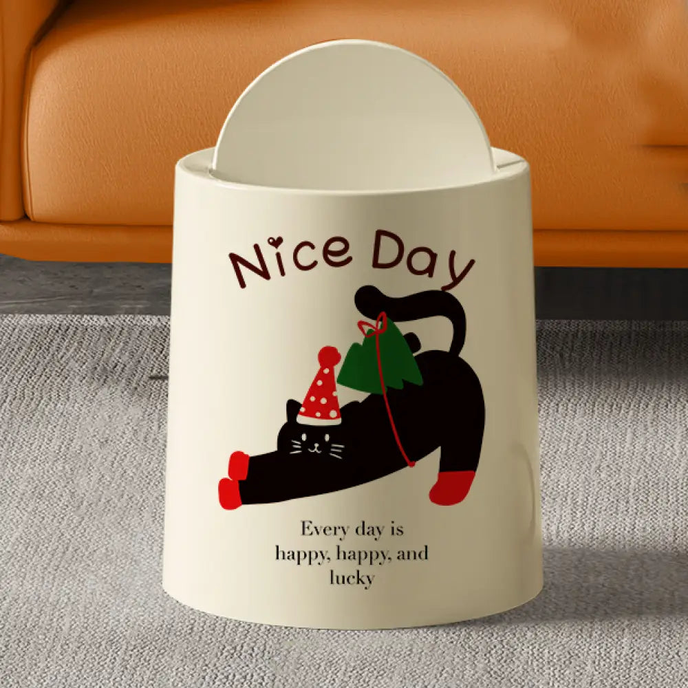 ダブルレイヤー リビング用 ゴミ箱 室内用 大容量 かわいい 猫犬デザイン 創意的な ペーパーバスケット 高見え ゴミ筒 ID2147 猫 / M / 蓋付き インテリア雑貨>その他