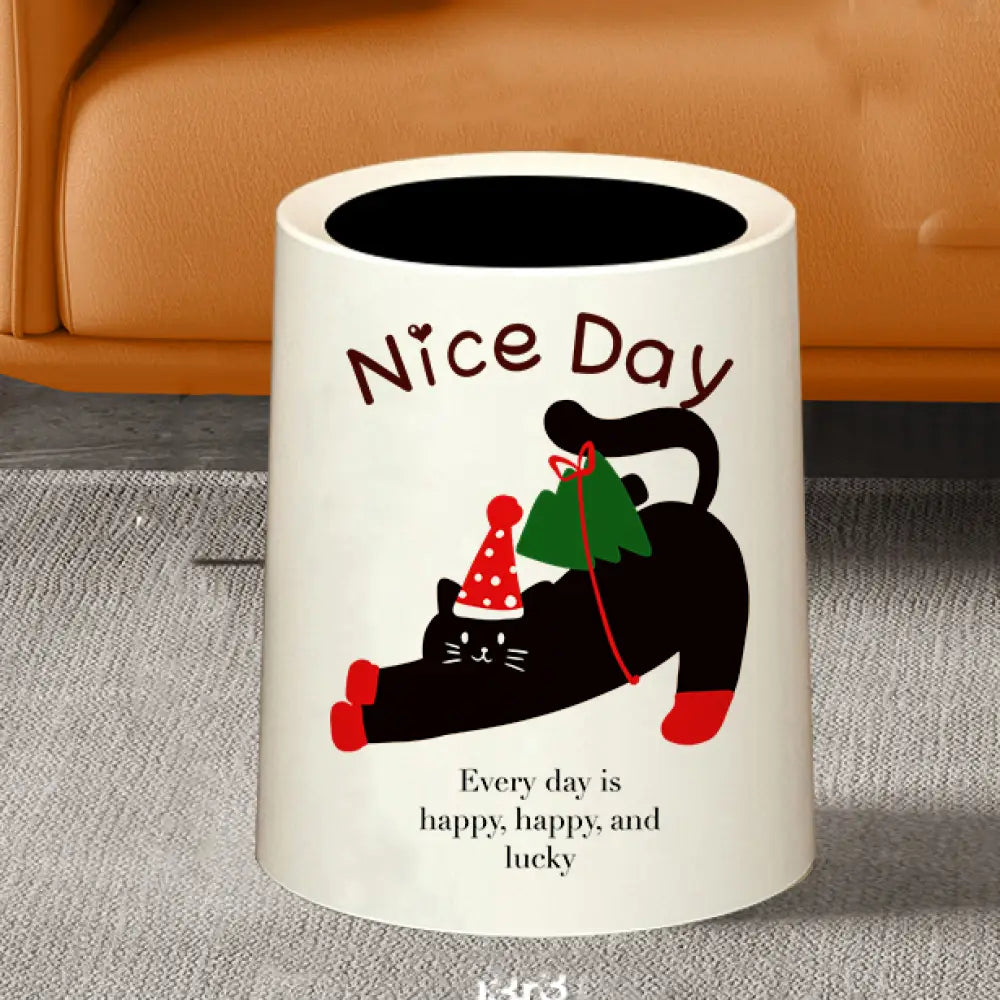 ダブルレイヤー リビング用 ゴミ箱 室内用 大容量 かわいい 猫犬デザイン 創意的な ペーパーバスケット 高見え ゴミ筒 ID2147 猫 / M / 蓋なし インテリア雑貨>その他