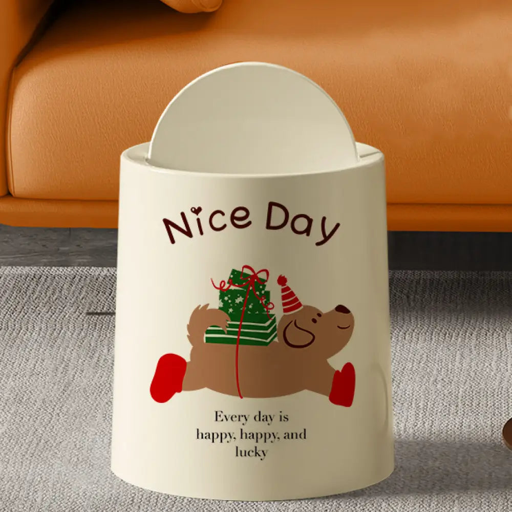 ダブルレイヤー リビング用 ゴミ箱 室内用 大容量 かわいい 猫犬デザイン 創意的な ペーパーバスケット 高見え ゴミ筒 ID2147 犬 / M / 蓋付き インテリア雑貨>その他