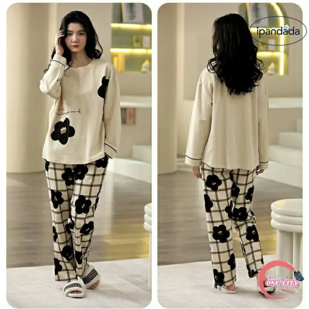 大きいサイズ 薄手 春夏用 春秋用 春 かぶり 綿 長袖 上下セット ルームウェア レディース パジャマ ID3982