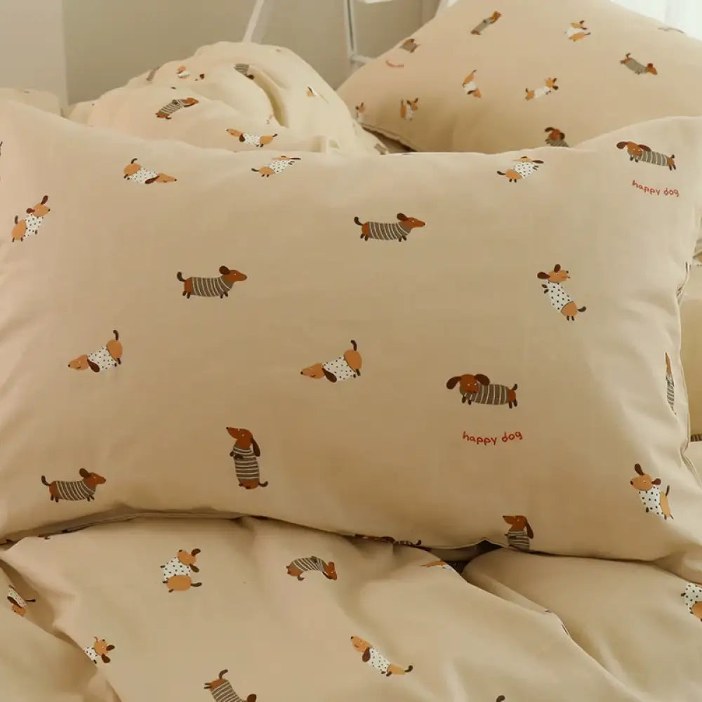 ID1723 ダックスフンド かわいい 二重 ガーゼ 子供 用 枕カバー 48*74cm 夏用 枕カバー 2個 セット 単品 純綿 48cmX74cm / 枕カバー 1枚 寝具>枕カバー