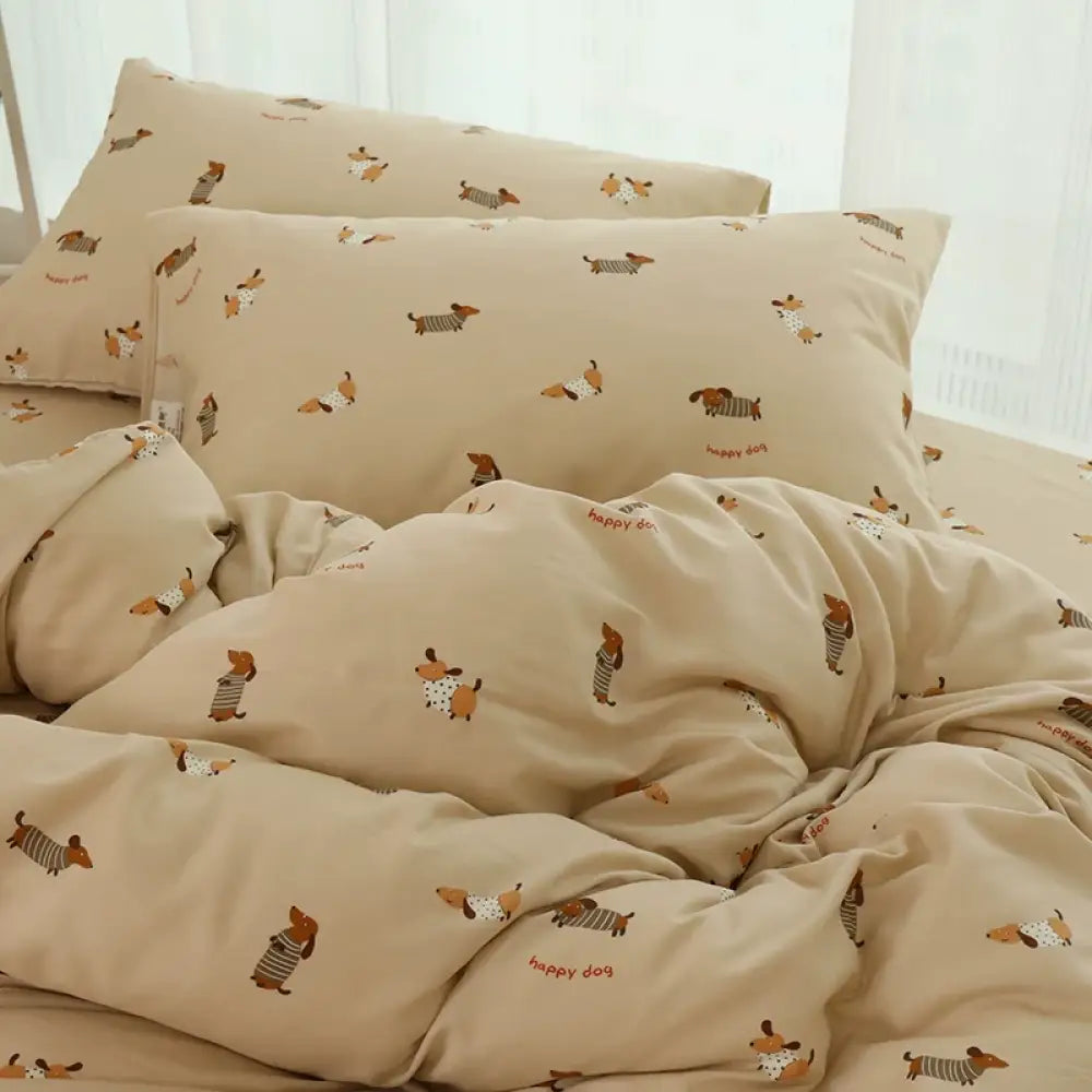 ID1723 ダックスフンド かわいい 二重 ガーゼ 子供 用 枕カバー 48*74cm 夏用 枕カバー 2個 セット 単品 純綿 48cmX74cm / 枕カバー 2枚 寝具>枕カバー