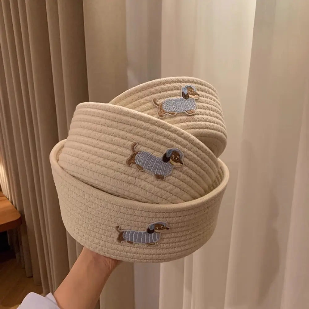 デスク収納バスケット 雑貨整理 かわいい犬型 綿ロープ編み 小物入れ オフィス リビング 寝室用 北欧風 おしゃれ ID1963 S 20*8cm インテリア雑貨>収納雑貨