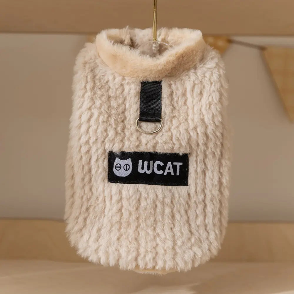 デヴォンキャット コート 秋冬 保温 ミンクファー ノースリーブ 子猫用 二足歩行 ペット服 ID3266 ベージュ / XS