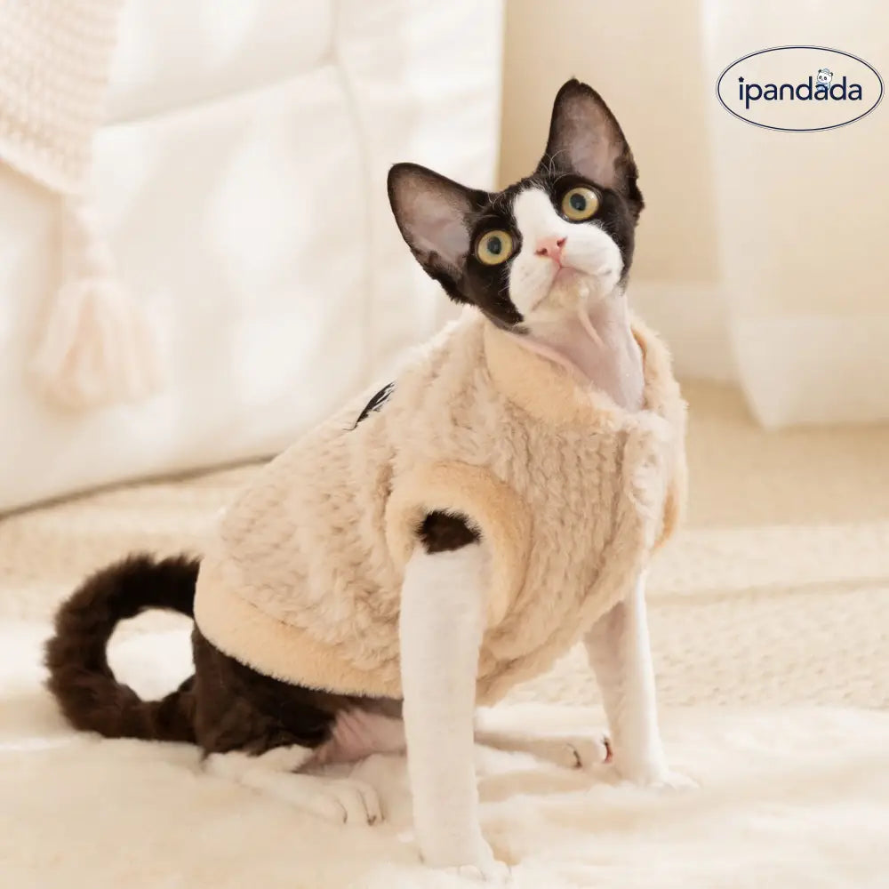 デヴォンキャット コート 秋冬 保温 ミンクファー ノースリーブ 子猫用 二足歩行 ペット服 ID3266