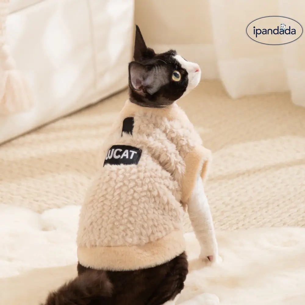 デヴォンキャット コート 秋冬 保温 ミンクファー ノースリーブ 子猫用 二足歩行 ペット服 ID3266