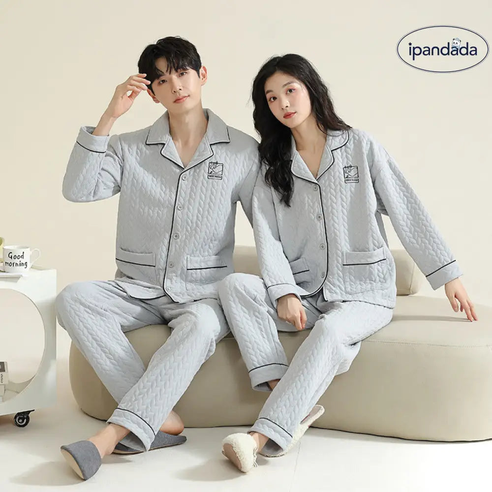 カップル パジャマ 男女兼用 春秋 秋冬 厚手 コットン 長袖 冬用 薄手 中綿 エアコットン 部屋着 秋冬モデル レディース メンズ ID2319