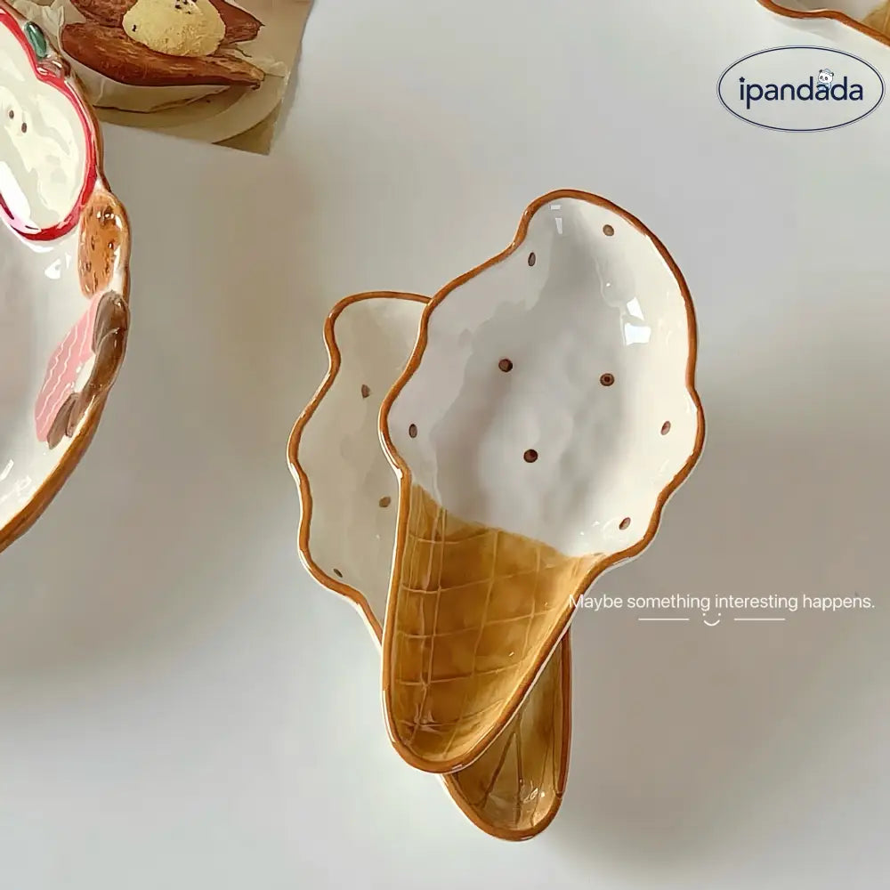 ディッシュ インスタ風 アイスクリーム 可愛い ディップ皿 家庭用 陶器 スナック皿 デザート皿 ID3622 写真通り