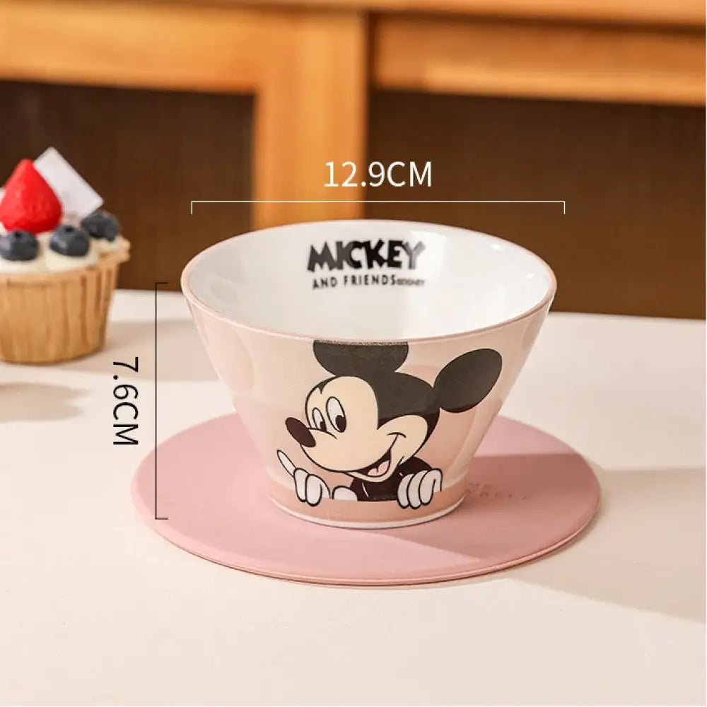 ディズニー ミッキーボウル グレーズド セラミック ボウル 可愛い 家庭用 カップル用 ID3620 アプリコット