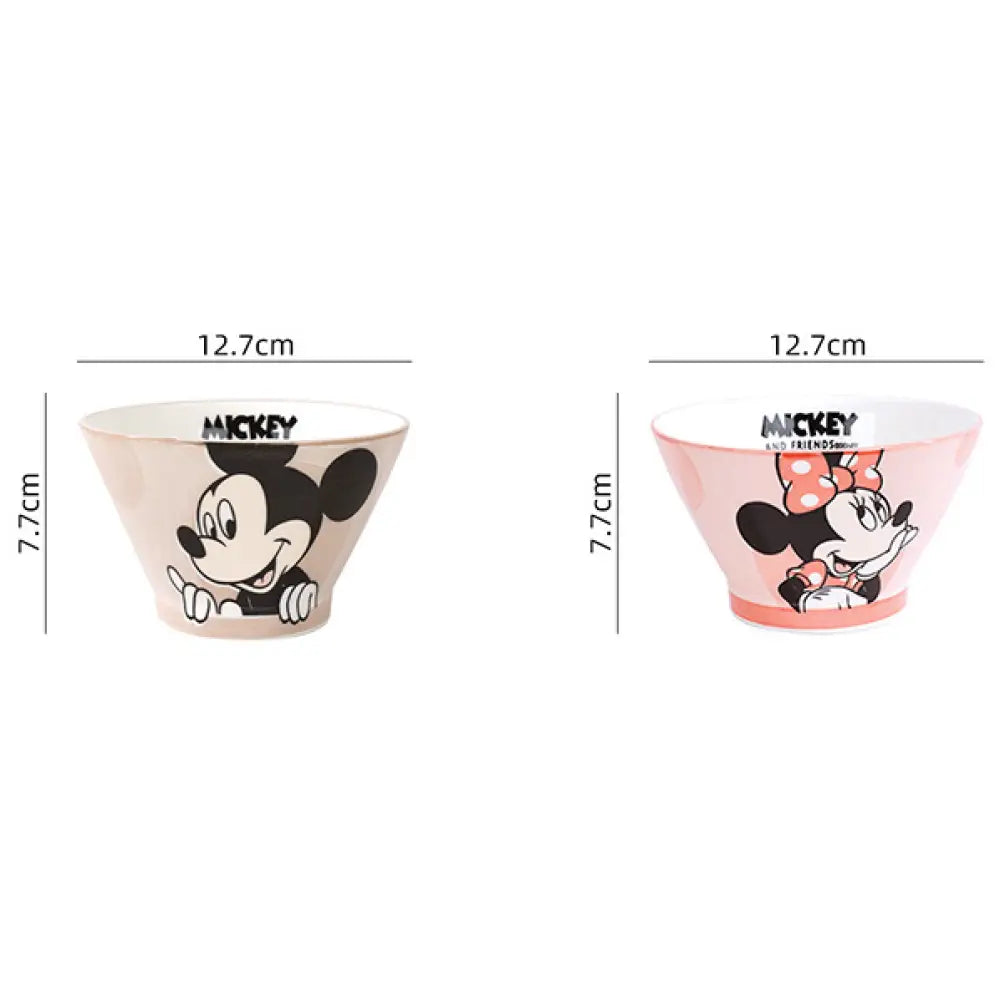 ディズニー ミッキーボウル グレーズド セラミック ボウル 可愛い 家庭用 カップル用 ID3620 アプリコット+ピンク