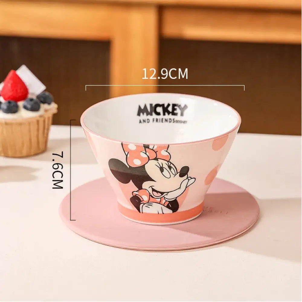 ディズニー ミッキーボウル グレーズド セラミック ボウル 可愛い 家庭用 カップル用 ID3620 ピンク