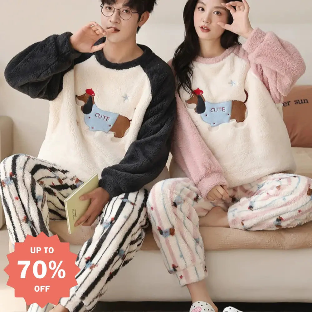 ドッグ柄 ペアパジャマ カップル 冬 ルームウェア 上下セット 長袖 お揃い結婚祝い プレゼント レディース 可愛い メンズ おしゃれ カップル＞セットアップ